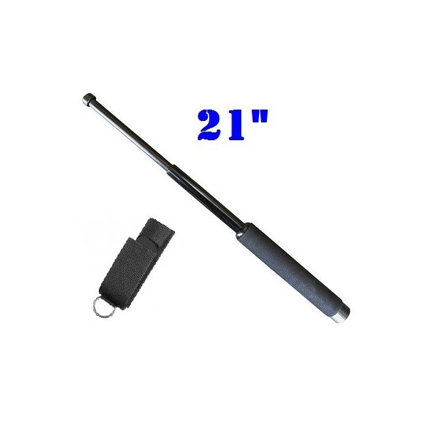 DEFENSA EXTENSIBLE EN ACERO DE 21" MOD. EN COLOR NEGRO CON MANGO DE GOMAESPUMA CON FUNDA
