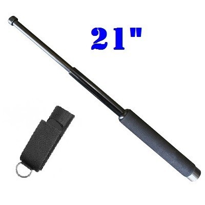DEFENSA EXTENSIBLE EN ACERO DE 21" MOD. EN COLOR NEGRO CON MANGO DE GOMAESPUMA CON FUNDA