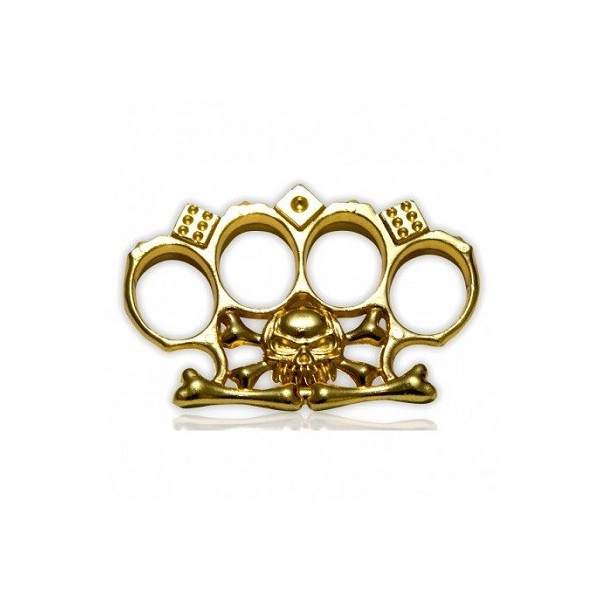 PUÑO AMERICANO ACERO COLOR DORADO MODELO CABEZA PIRATA