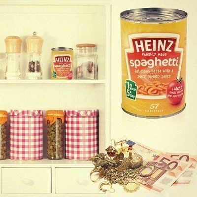 BOTE DE CAMUFLAJE / LATA DE OCULTACIÓN HEINZ (SPAGHETTI)