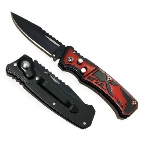 CUCHILLO AUTOMATICO DE 15,5 CM CON RETEN, CON CLIP METALICO