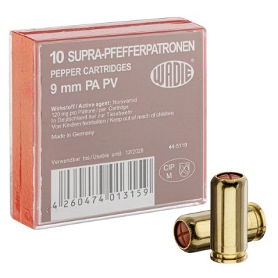 CARTUCHOS MUNICION GAS PIMIENTA 10 UNIDADES PARA PISTOLAS 9 MM PAK