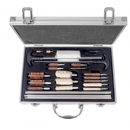 MALETIN DE ALUMINIO CON KIT DE LIMPIEZA UNIVERSAL PARA TODAS LAS ARMAS