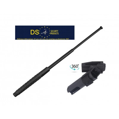 Bastão extensível Scorpion Security em aço de 16 polegadas com cabo em PVC preto e bainha giratória de 360º incluída.