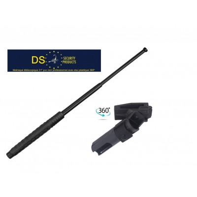 Bastão de segurança extensível Scorpion Security de 21 polegadas em aço preto com cabo em PVC e bainha giratória de 360º.