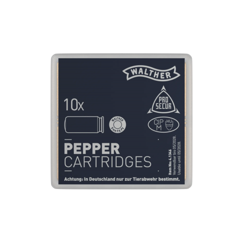 MUNICION GAS PIMIENTA CARTUCHOS WALTHER 10 UNIDADES PARA PISTOLAS  9MM PAK